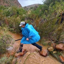 Navigating one of many streams in a wet Cederberg